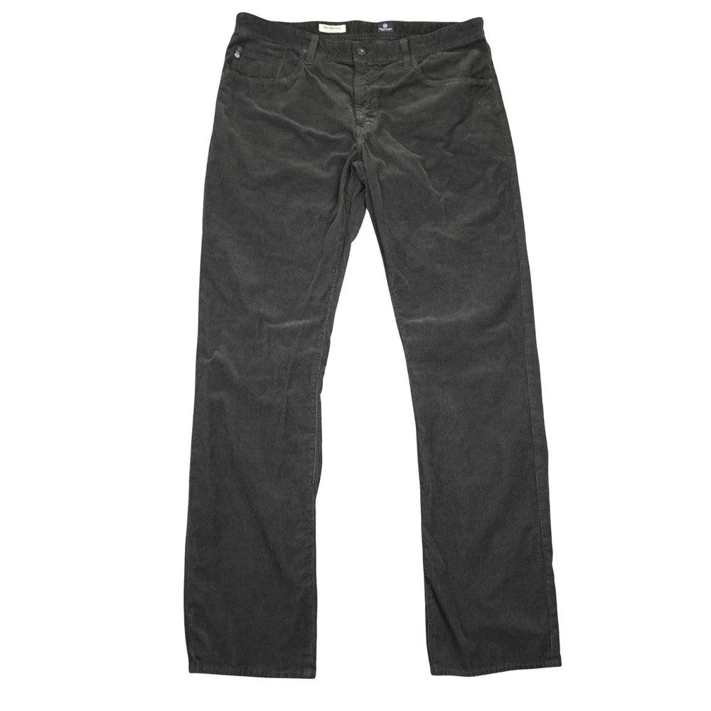 AG Adriano Goldschmied Pants Mens 36 (Fit 38x35) Gray Protege Straight Corduroy